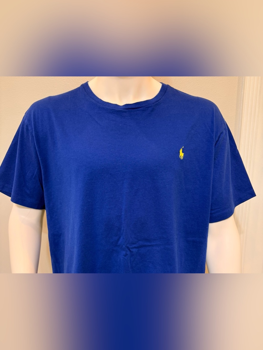 Polo by Ralph Lauren Men’s Short Sleeve Crew T-Shirt - Blue with Yellow Logo XXL - Picture 3 of 10